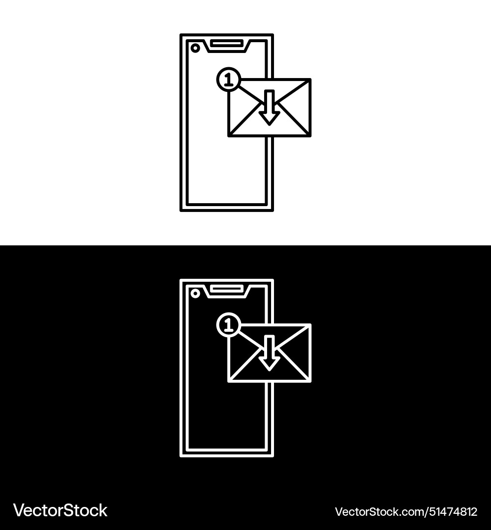 New message in thin line phone flat linear style New message in thin line phone flat linear style vector image