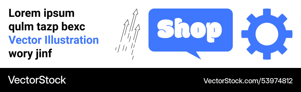 Outline of arrows with shop text in speech bubble Outline of arrows with shop text in speech bubble Vector Image