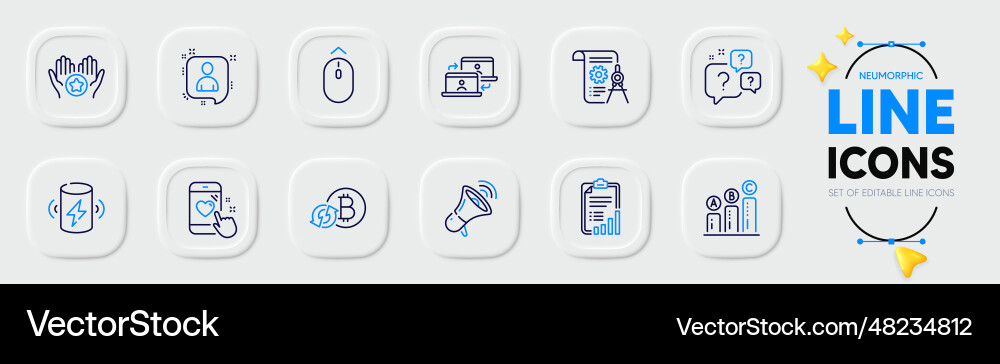 Outsource work favorite and refresh bitcoin line vector image