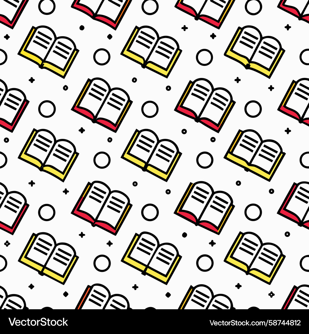 Repeating pattern of open books with dots Repeating pattern of open books with dots Vector Image