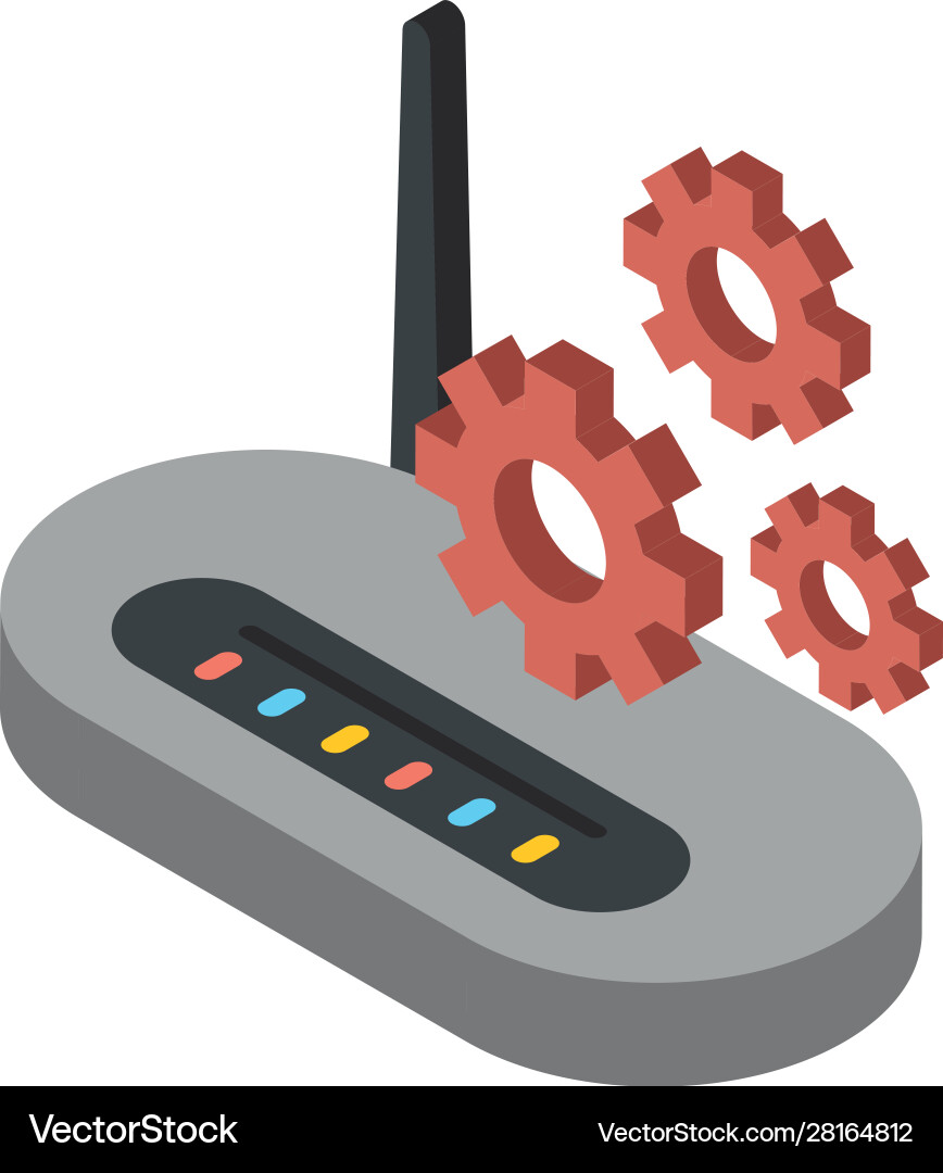 Router wifi device with gears settings Router wifi device with gears settings vector image
