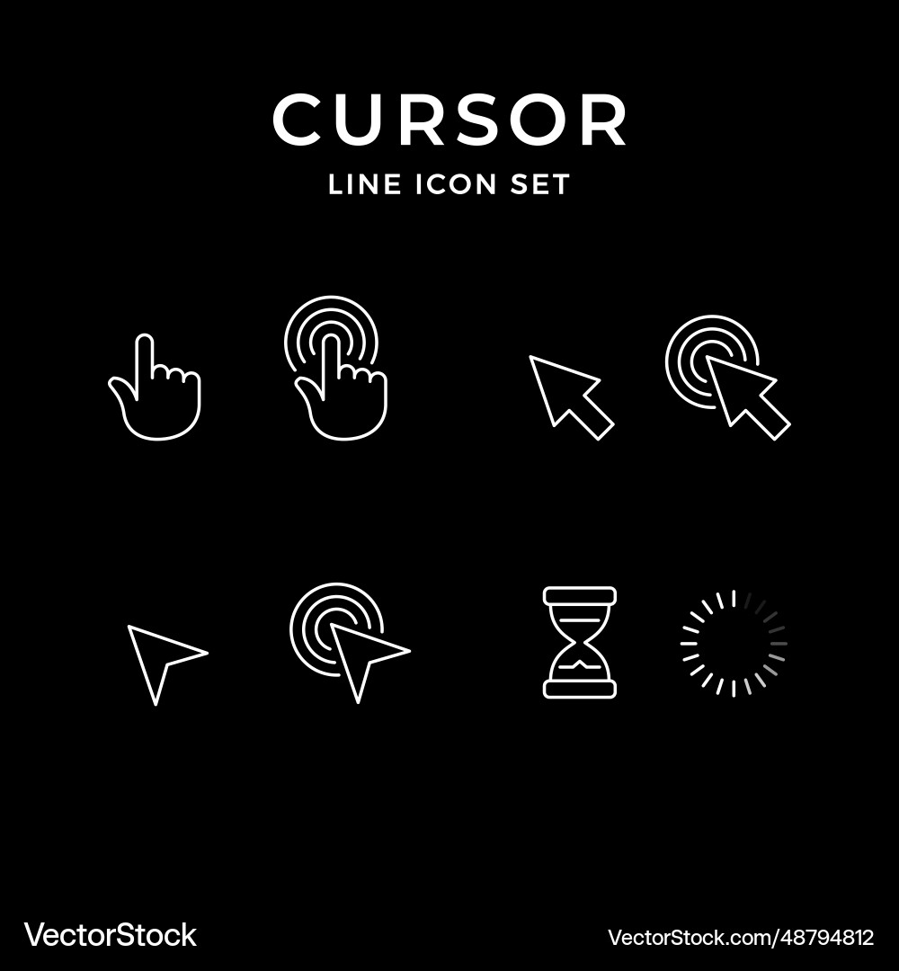 Set line icons of cursor click vector image