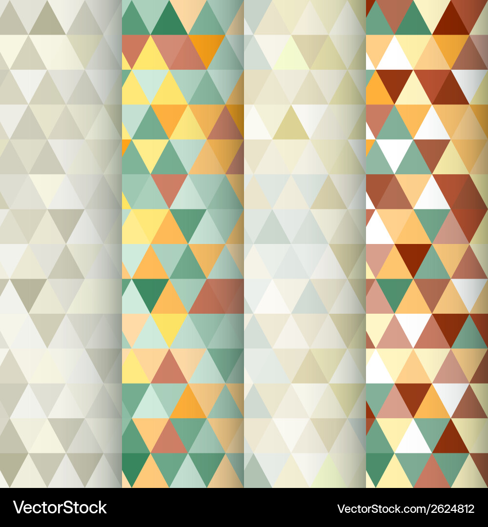 Set of 4 triangle geometric seamless patterns vector image