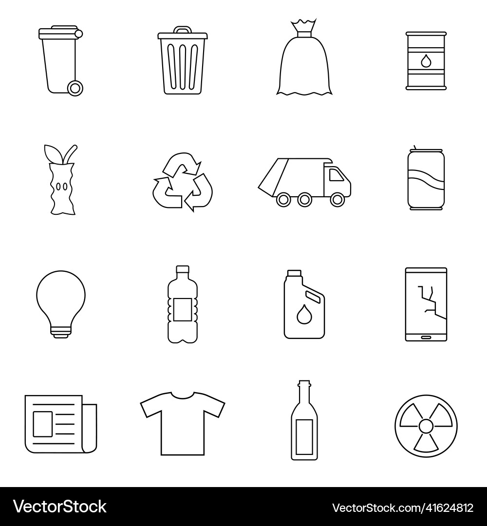 Simple set of garbage related line icons contains Simple set of garbage related line icons contains vector image