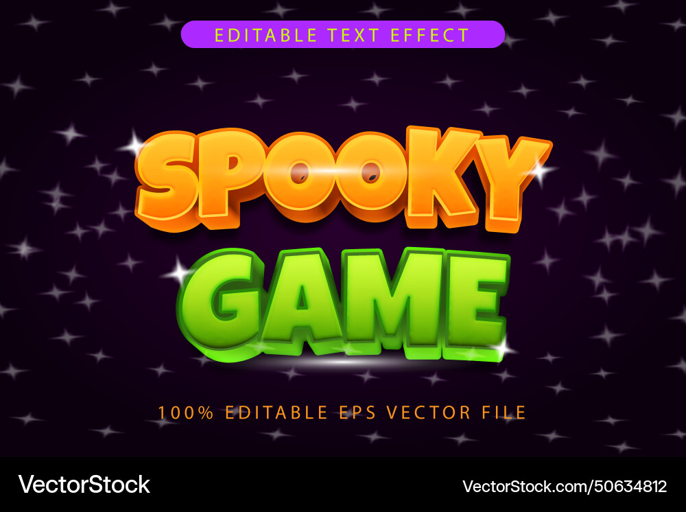 Spooky game editable text effect 3d modern Spooky game editable text effect 3d modern vector image