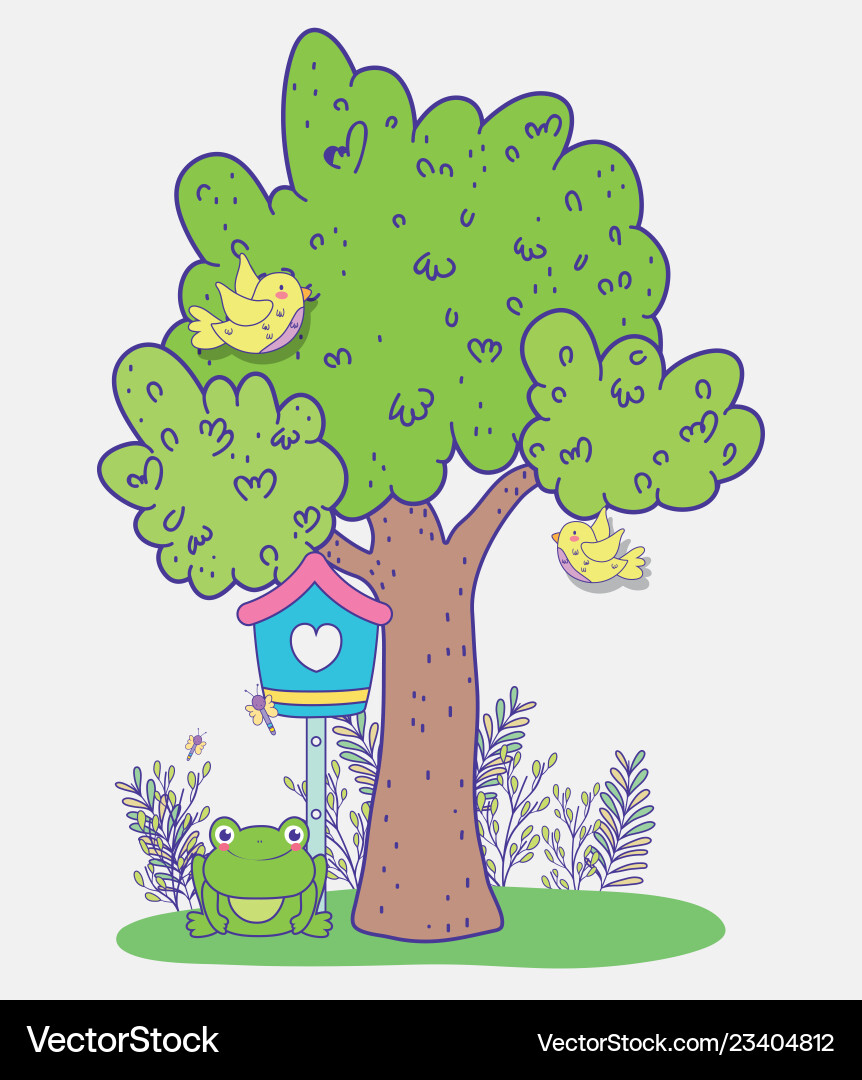 Spring tree with mailbox and branches leaves Vector Image