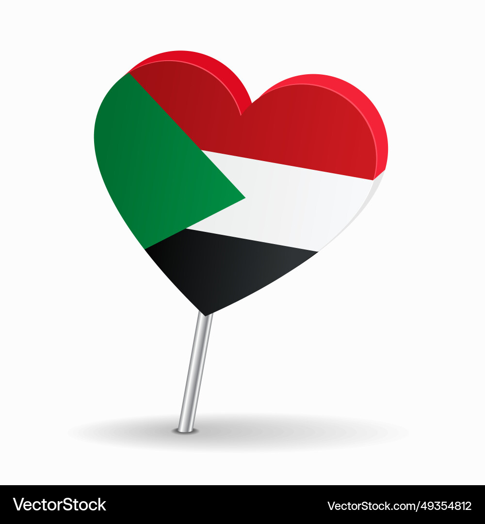 Sudanese flag heart-shaped map pointer layout Sudanese flag heart-shaped map pointer layout vector image