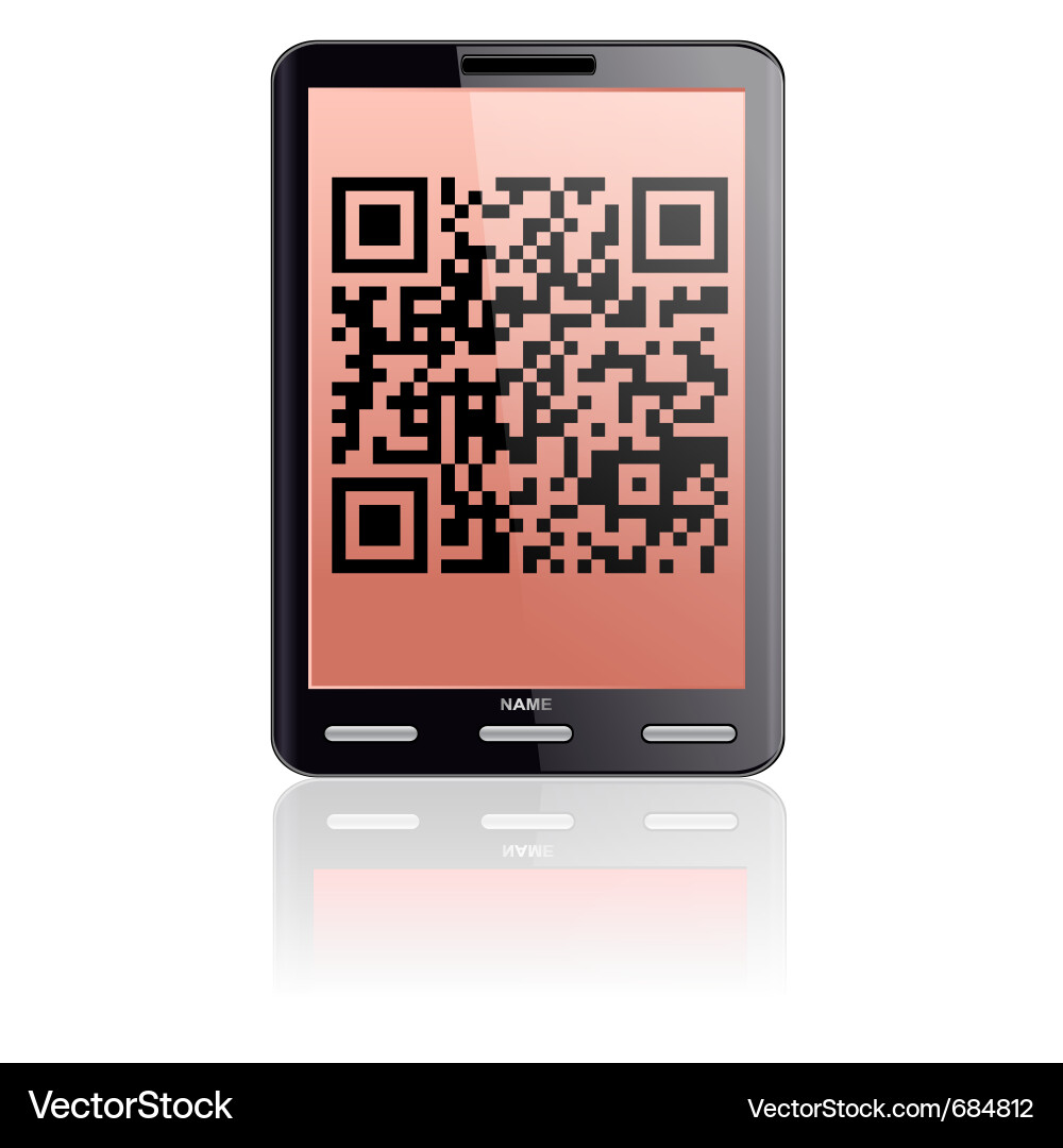 Tablet computer with qr code vector image