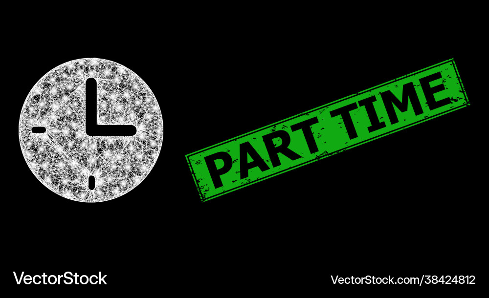Textured part time badge and hatched mesh vector image