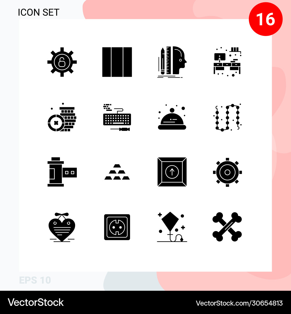 16 universal solid glyphs set for web and mobile vector image