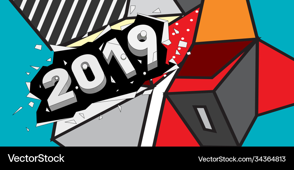 2019 new year text with colorful abstract Vector Image