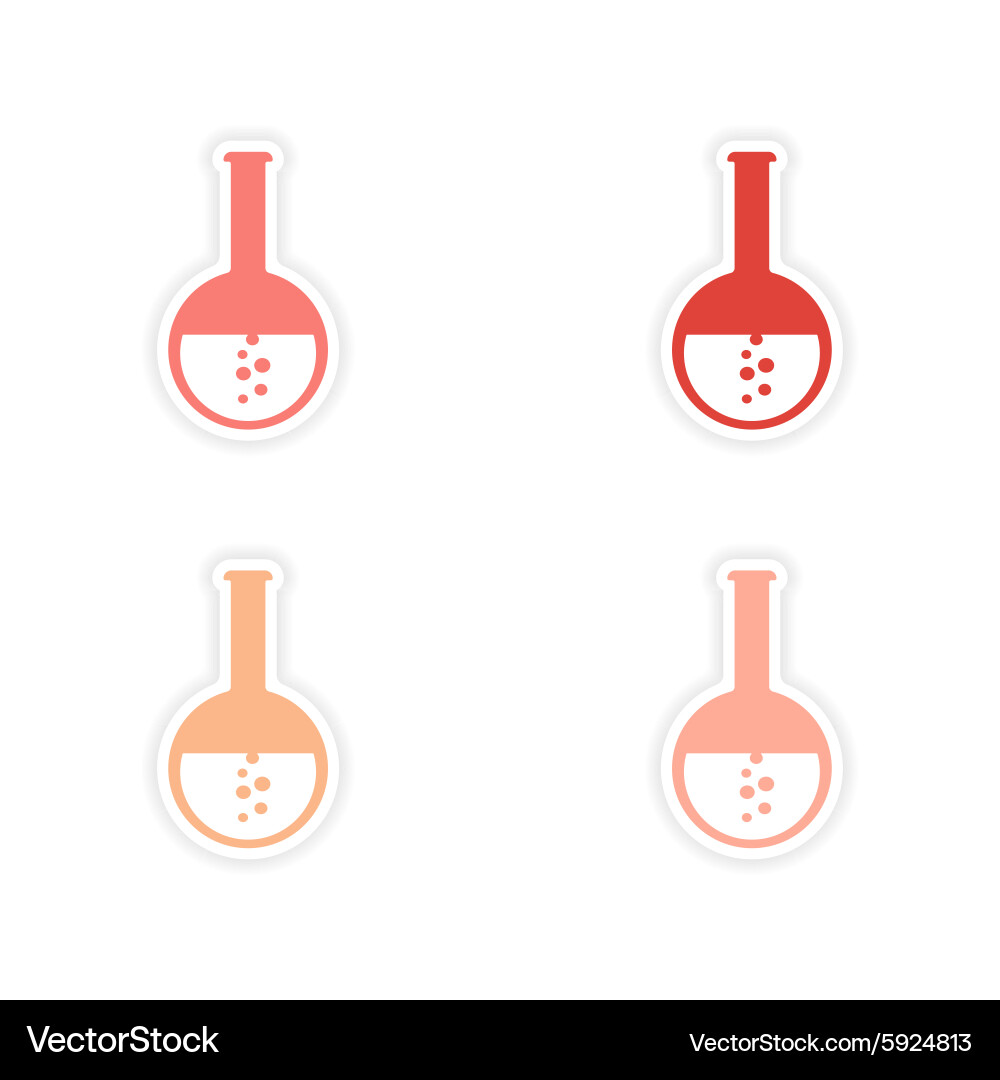 Assembly realistic sticker design on paper flasks Vector Image