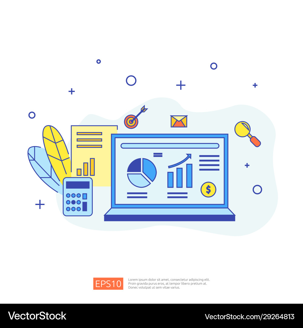 Chart document data report concept for business vector image