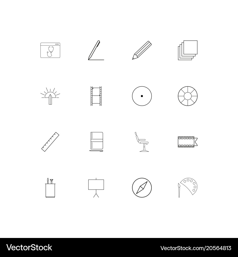 Creative process and design simple linear icons vector image