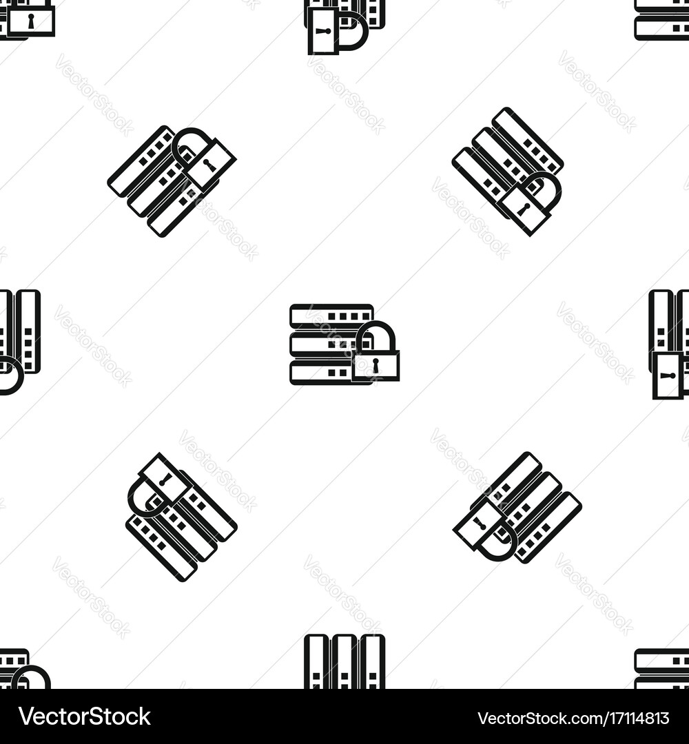Database with padlock pattern seamless black Vector Image