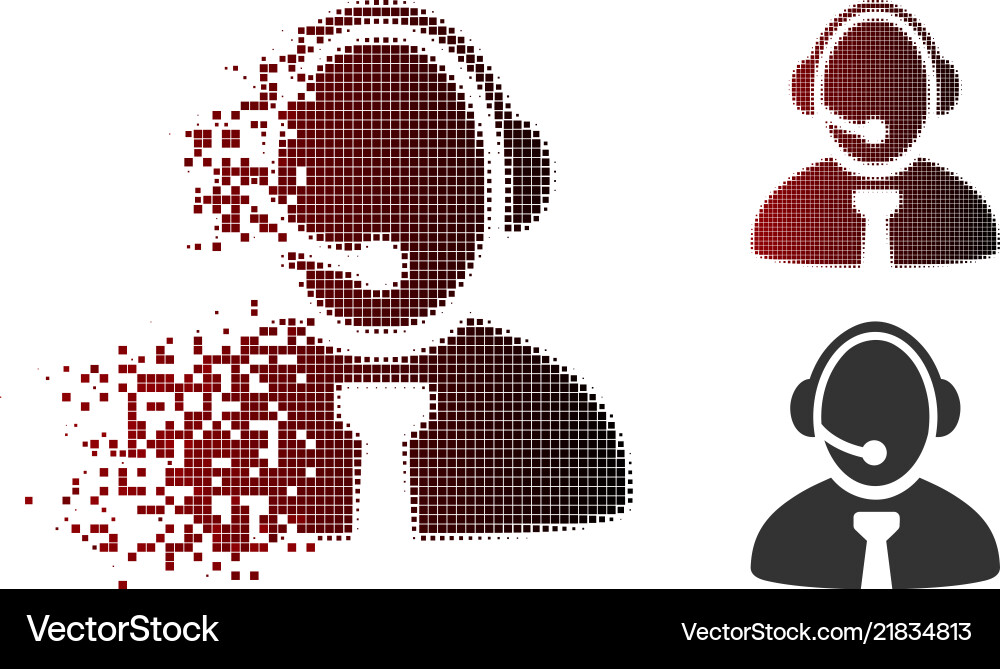 Decomposed pixelated halftone call center manager Decomposed pixelated halftone call center manager vector image