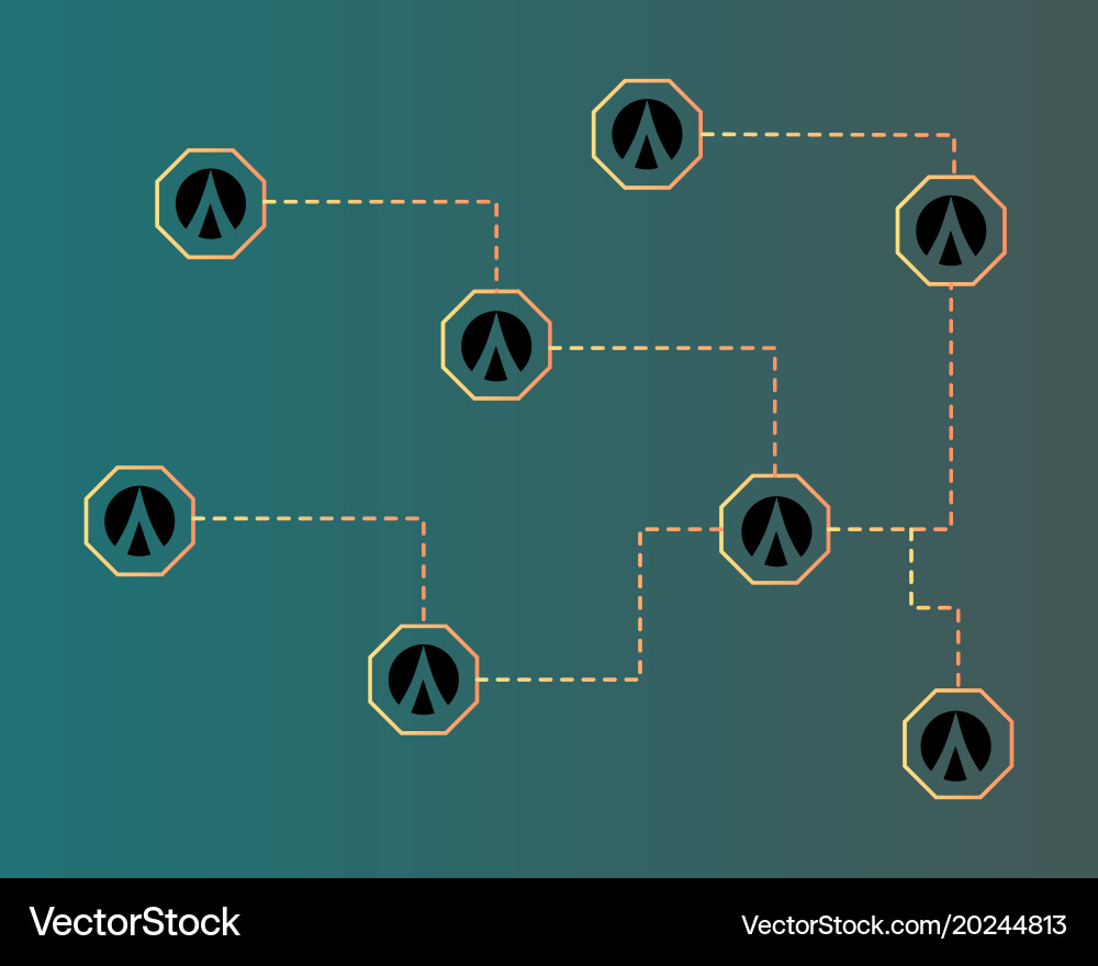 Dentacoin blockchain network technology style vector image
