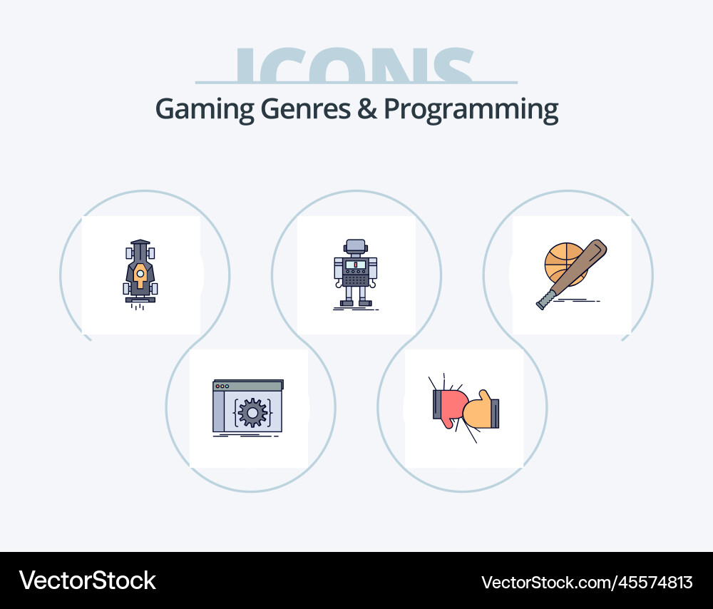 Gaming genres and programming line filled icon vector image