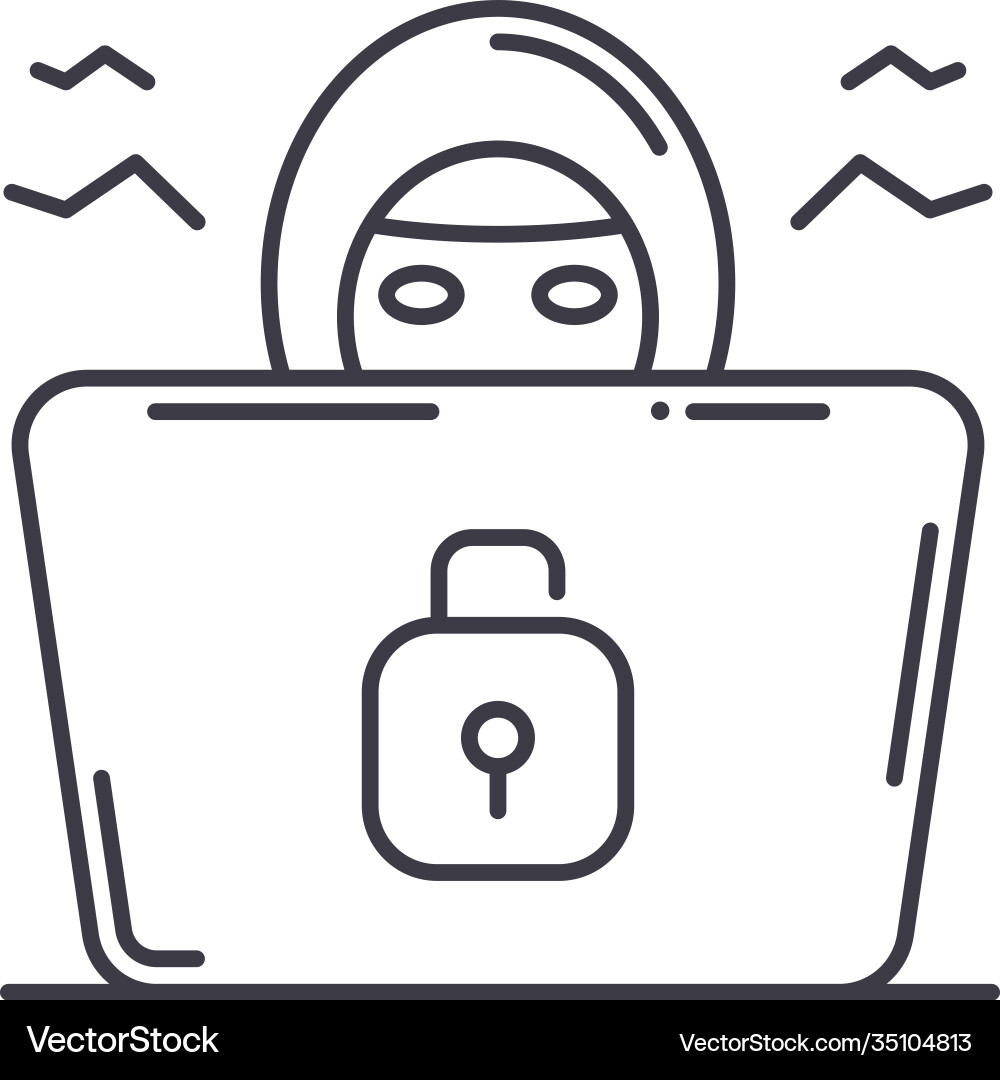 Hacker attack icon linear isolated Hacker attack icon linear isolated vector image