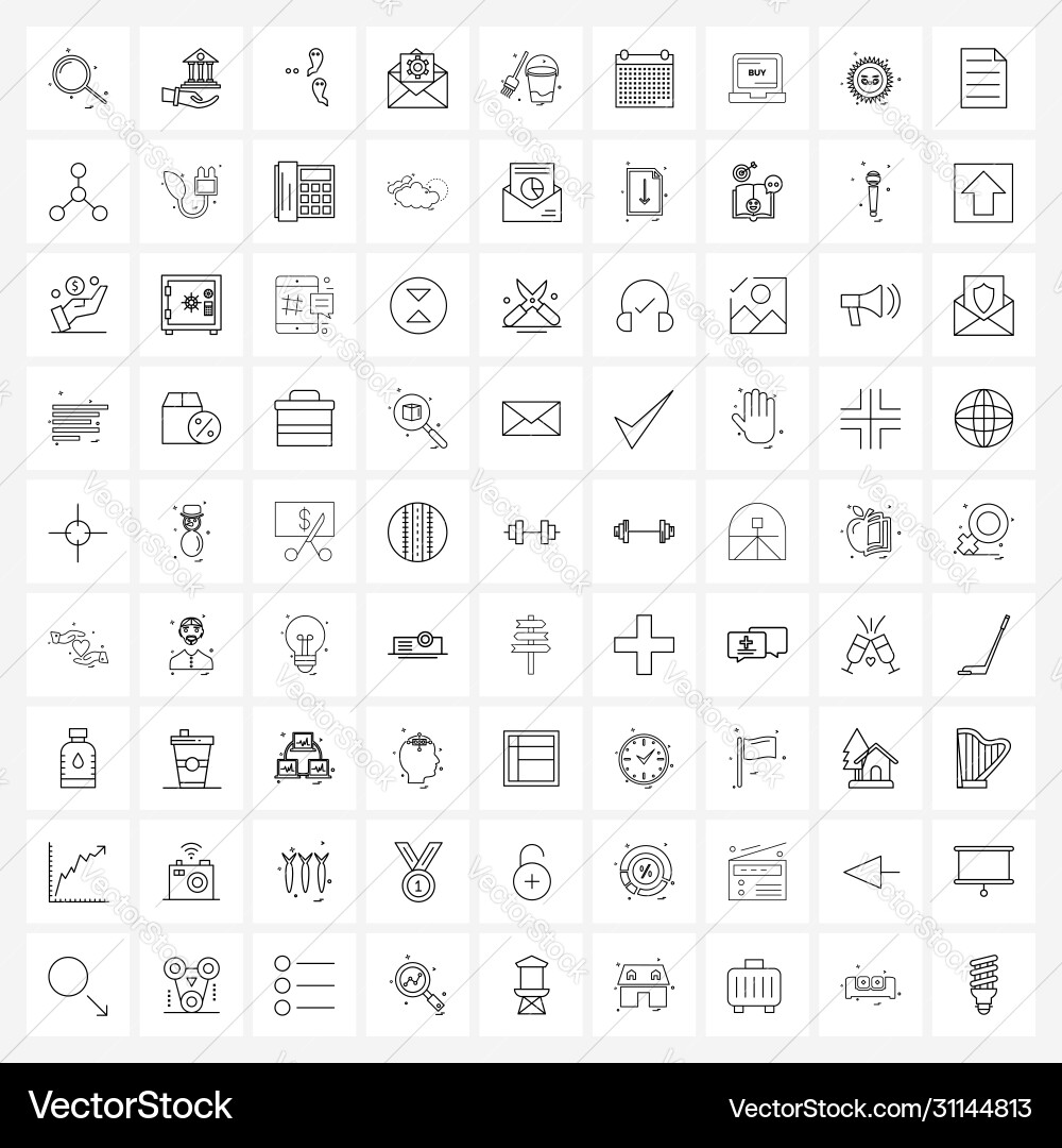 Isolated symbols set 81 simple line icons Vector Image