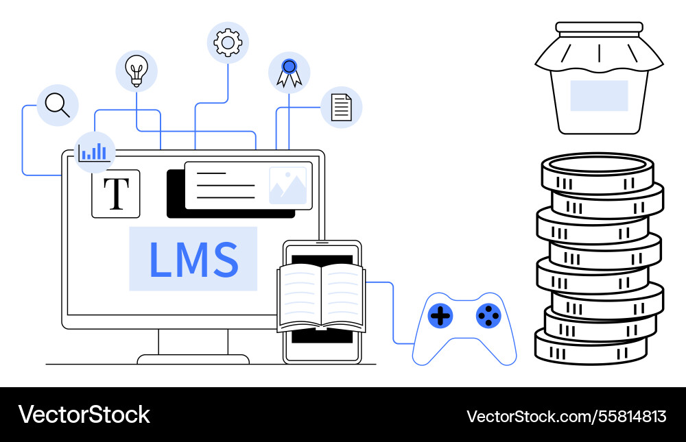 Learning management system with digital tools Learning management system with digital tools vector image