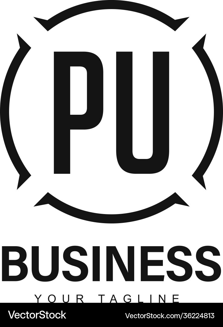 Pu initial a logo design with abstract style Vector Image