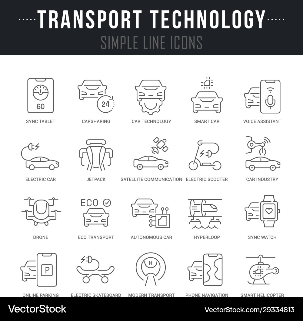 Set line icons transport technology Set line icons transport technology vector image