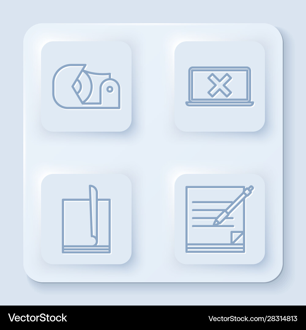 Set line scotch laptop and cross mark on screen Set line scotch laptop and cross mark on screen vector image