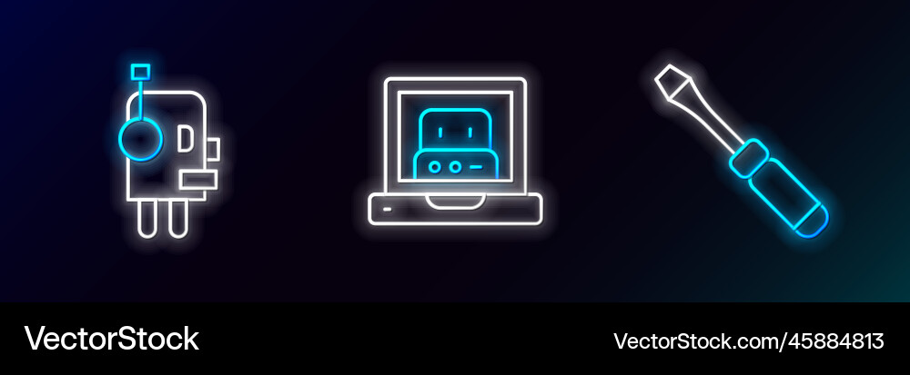Set line screwdriver robot and creating Set line screwdriver robot and creating vector image