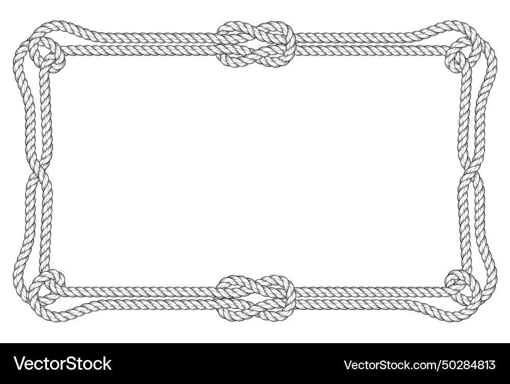 Square rope frame with corner loops double border Vector Image