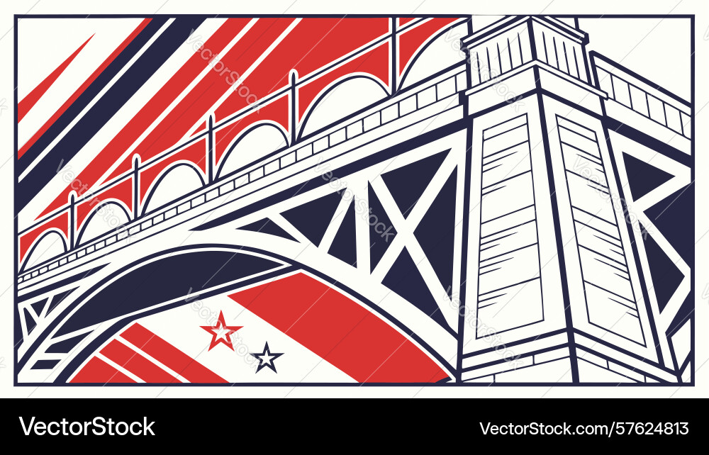 Striking bridge architecture with abstract vector image
