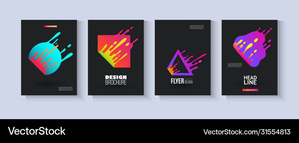 Template set with colorful fluid geometric shapes Template set with colorful fluid geometric shapes vector image