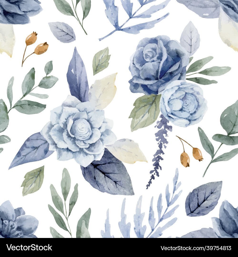 Watercolor Floral Seamless Pattern vector image
