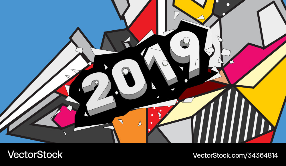 2019 new year text with colorful abstract Vector Image