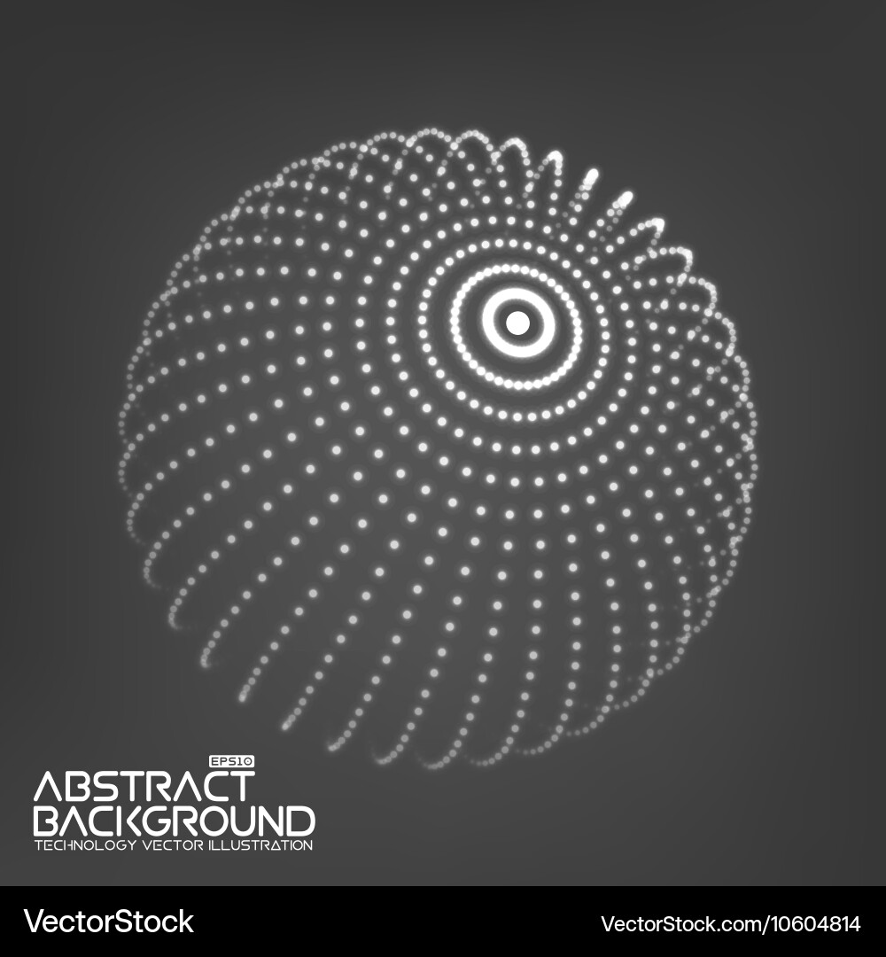 Abstract 3d illuminated distorted mesh sphere vector image