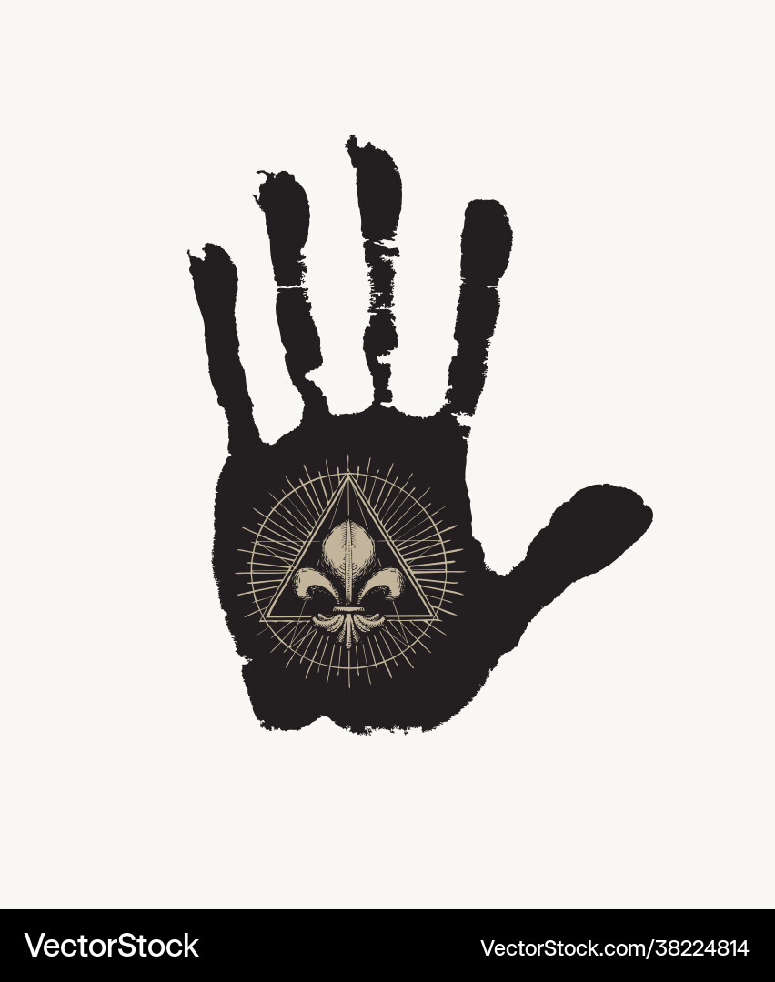 Banner with a black handprint fleur de lis Banner with a black handprint fleur de lis vector image