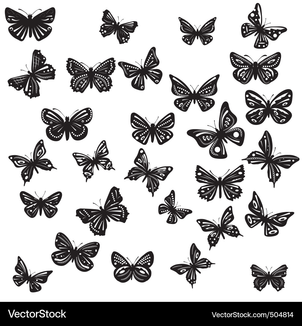 Butterfly Silhouettes Vector Image