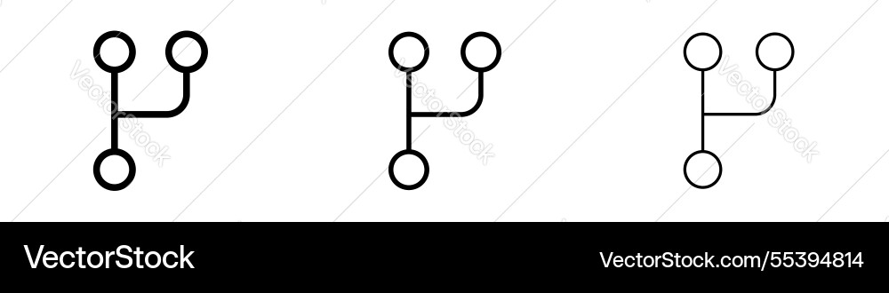 Code branch icons in three different stroke lines Code branch icons in three different stroke lines Vector Image