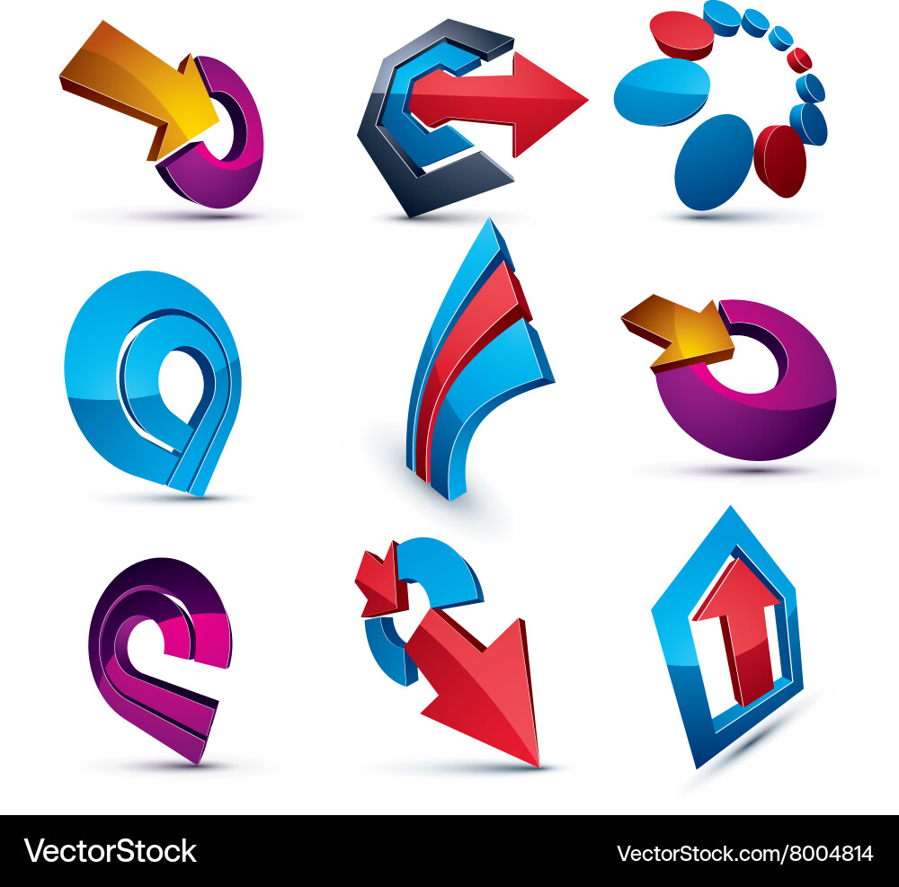 Dimensional app buttons collection of arrows Vector Image
