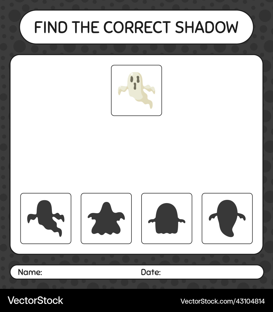 Find the correct shadows game with ghost Find the correct shadows game with ghost vector image