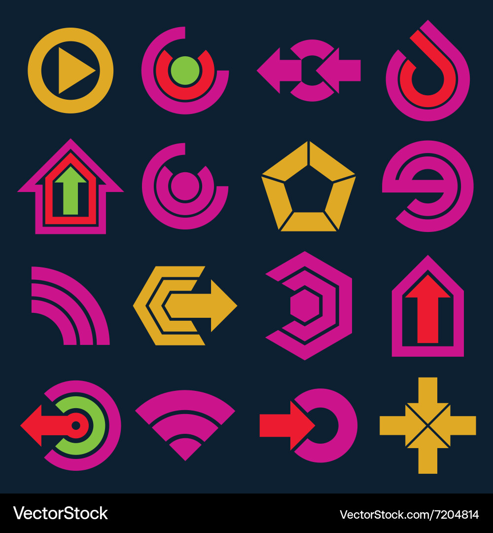 Flat simple navigation pictograms collection set vector image