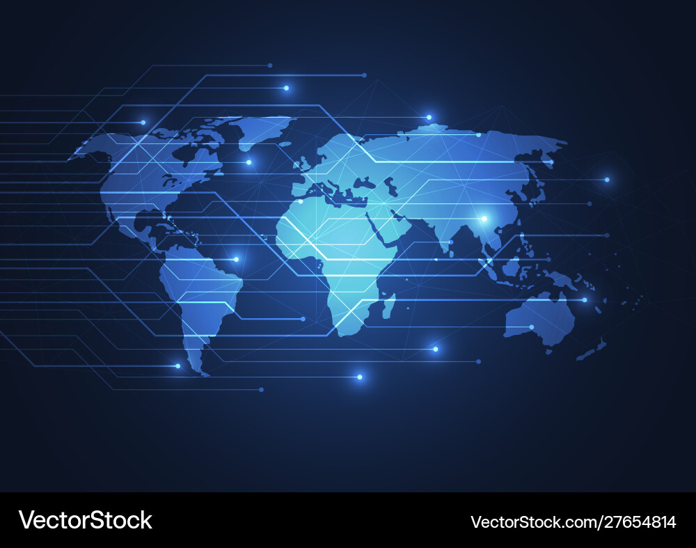 Global network connection world map point Global network connection world map point Vector Image