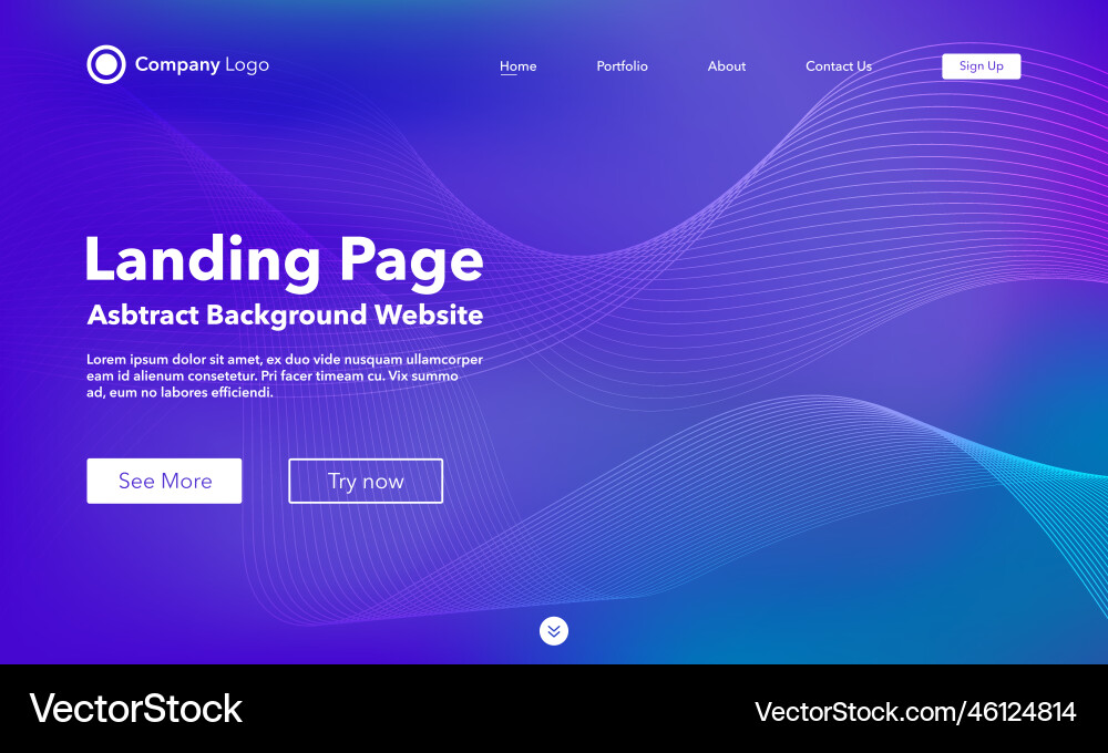 Landing page abstract wave background website Landing page abstract wave background website vector image