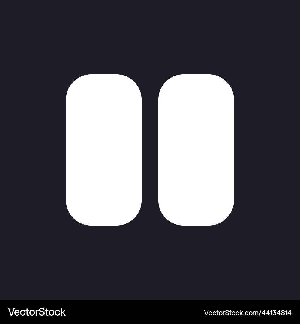 Pause dark mode glyph ui icon Pause dark mode glyph ui icon vector image