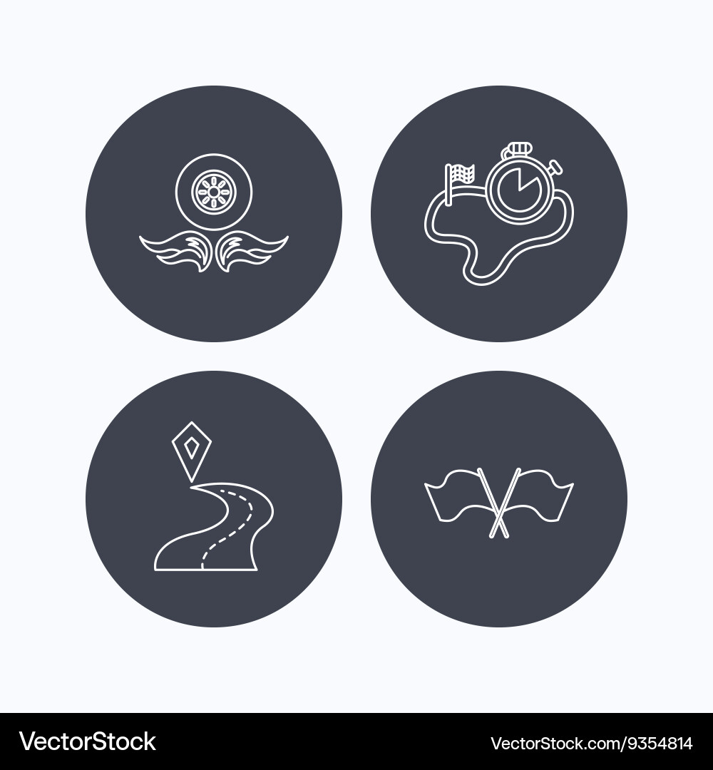 Rennflaggen Timer und Zielpointer Icons Vektorbild