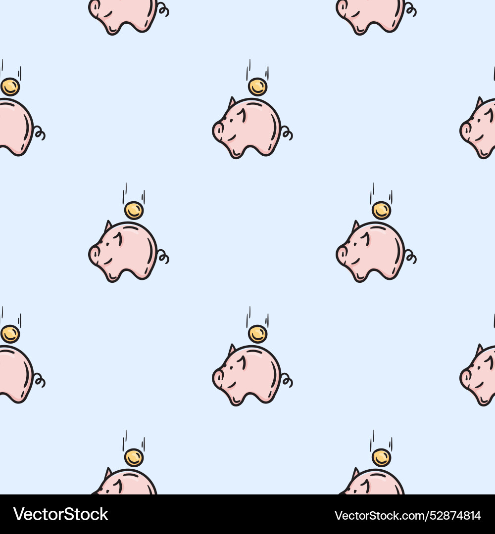 Seamless pattern with icons of piggy bank and coin Seamless pattern with icons of piggy bank and coin Vector Image