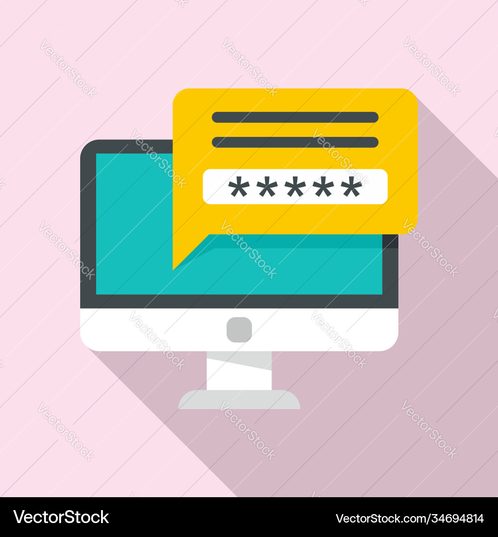 Secured computer password icon flat style Secured computer password icon flat style vector image