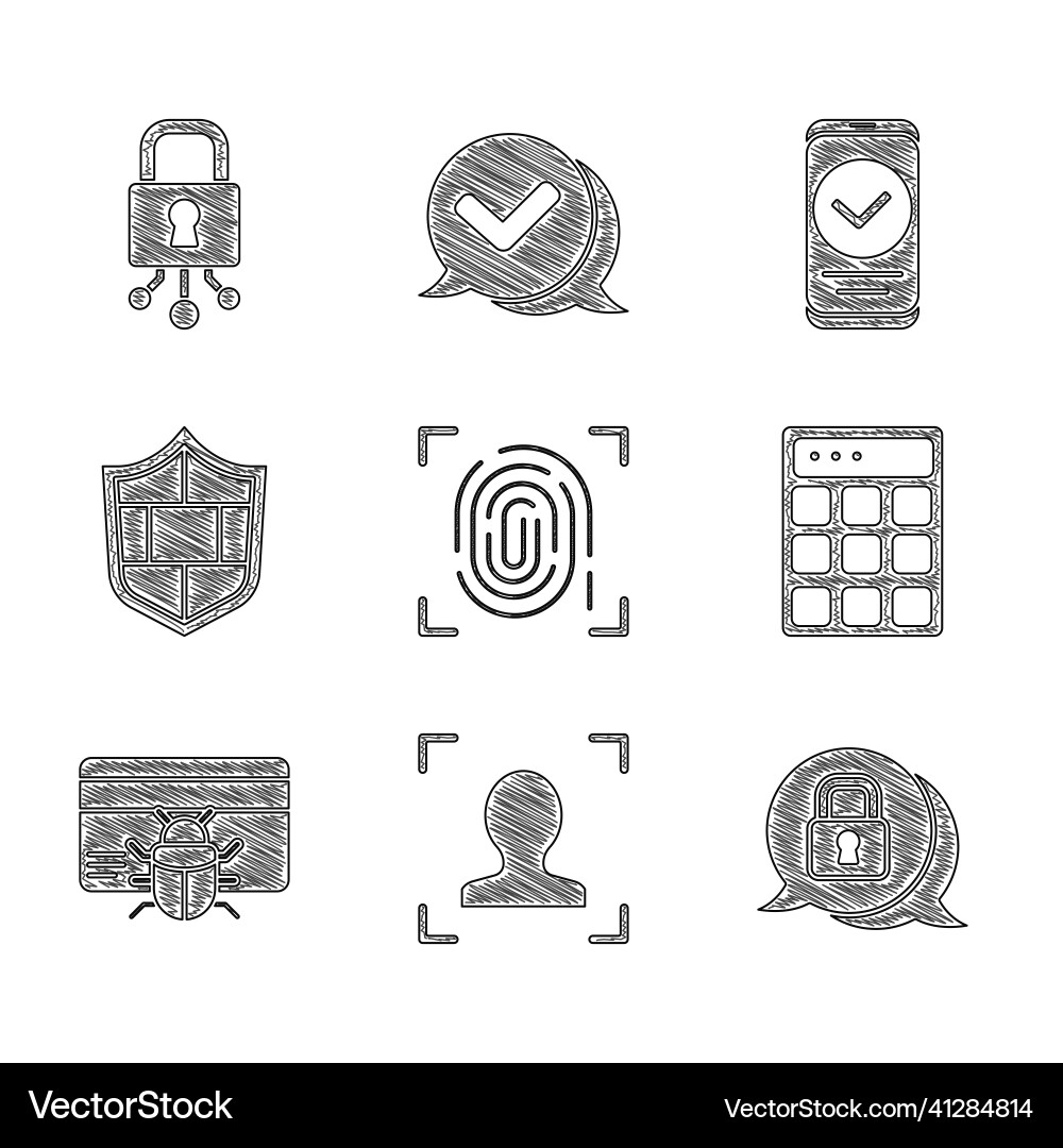 Set fingerprint face recognition cyber security Set fingerprint face recognition cyber security vector image