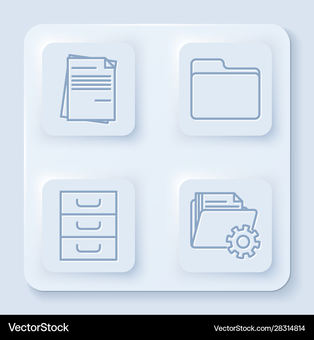 Set line file document folder drawer Vector Image