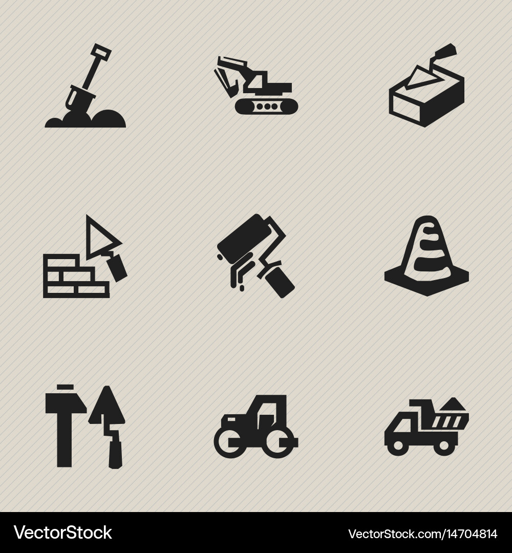 Set of 9 editable building icons includes symbols vector image